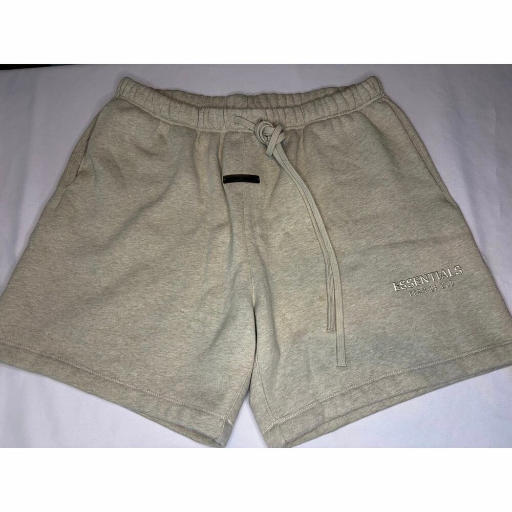 Fear of God Essentials Sweat Shorts Oatmeal Heather Fleece Logo XL Men Unisex